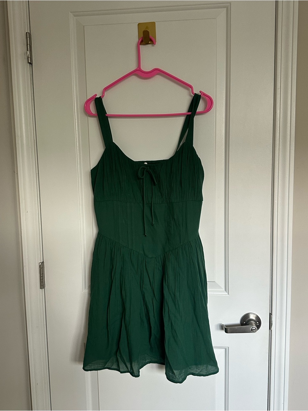 Green Sleeveless Tie-Front Sundress